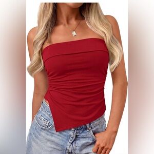 🆕Strapless Asymmetric Ruched Women's Top